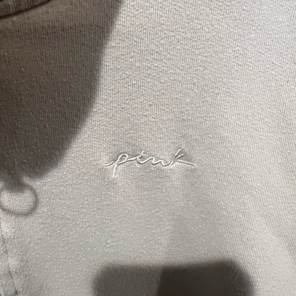 PINK Victoria's Secret Women’s Cream Quarter Zip Sweater Size XS Oversized EUC - Picture 2 of 4